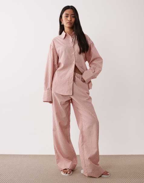 NIA Khonny wide leg pants in red stripes - part of a set - view 1