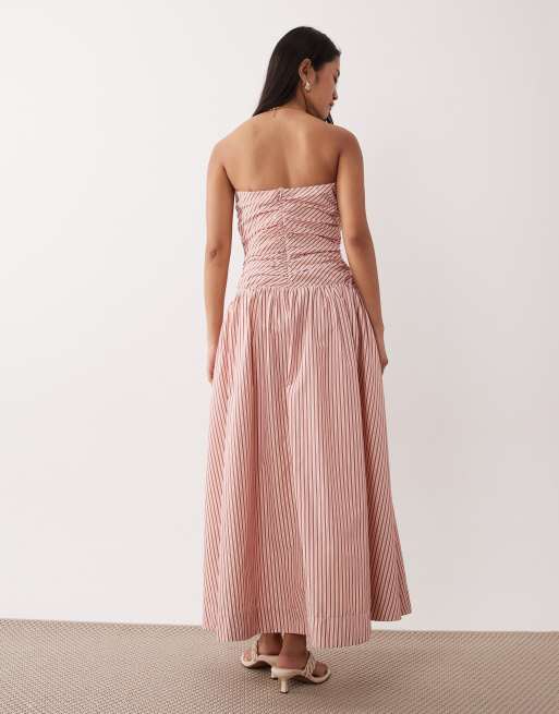 NIA Mullholland bandau midaxi dress in red stripe, 2 of 4