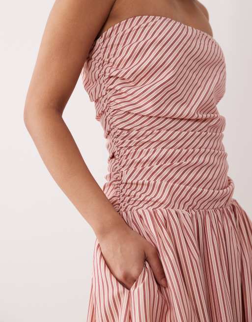 NIA Mullholland bandau midaxi dress in red stripe, 4 of 4