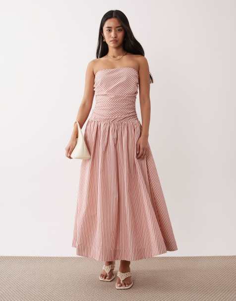 NIA Mullholland strapless midaxi dress in red stripes - view 1