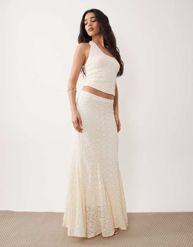 NIA Olive halter neck lace top in ivory | ASOS