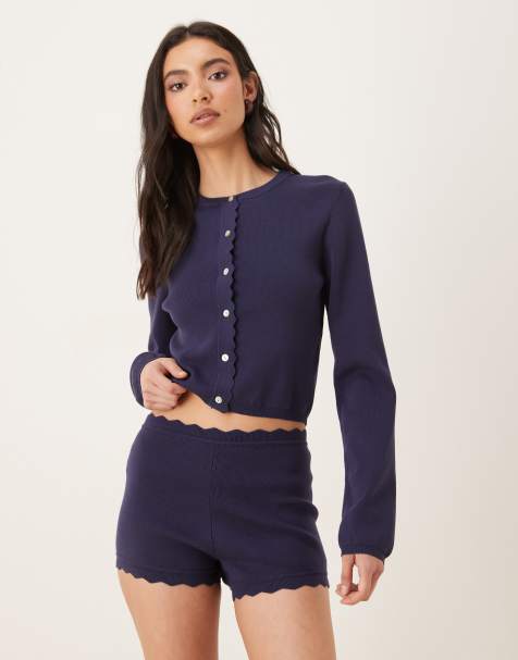NIA Roxie co-ord button up cardigan in navy - view 1