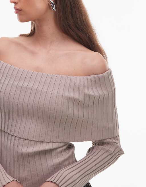NIA Saffron off shoulder long sleeve sweater in oat, 2 of 4