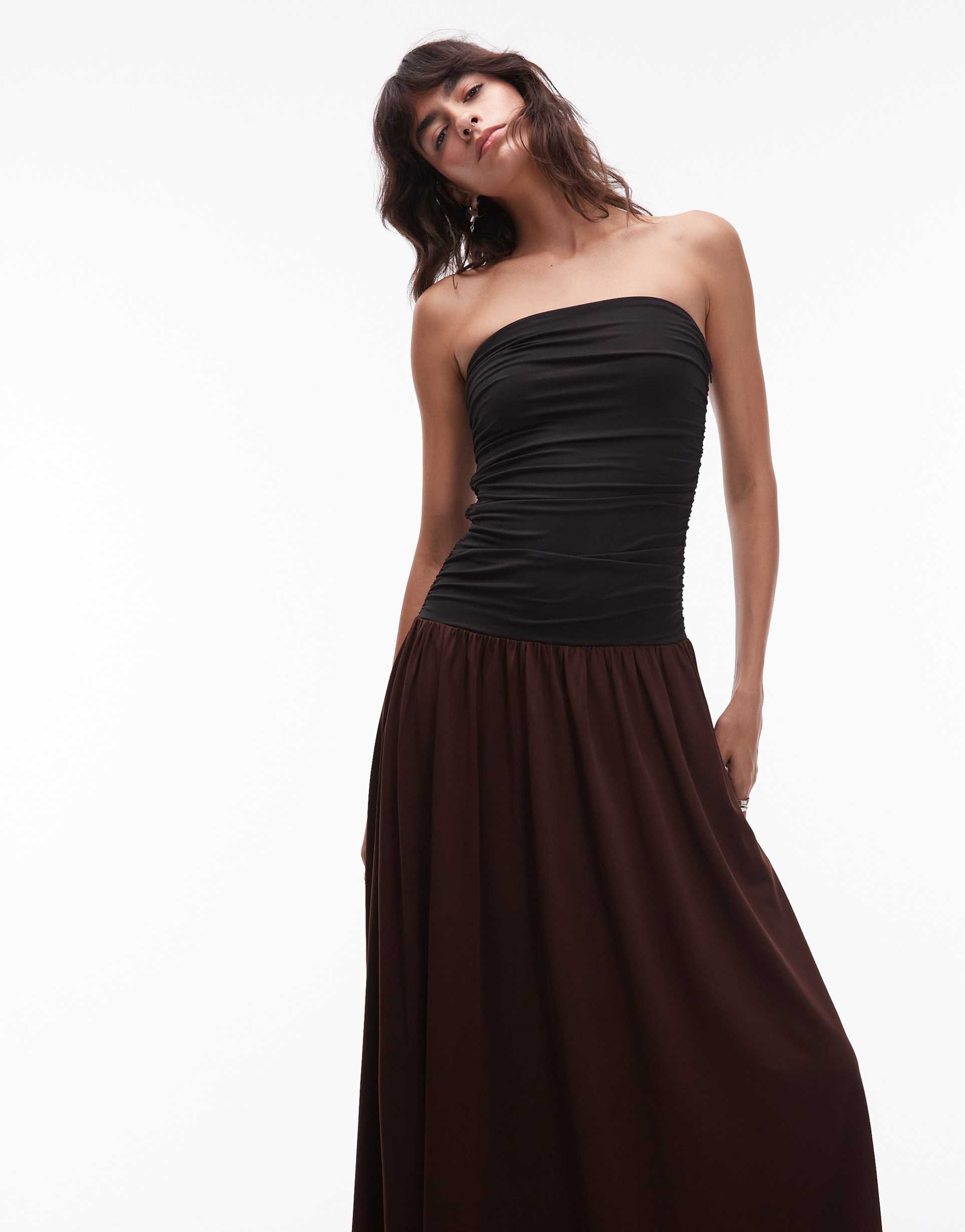 nia santal bandeau dress in brown