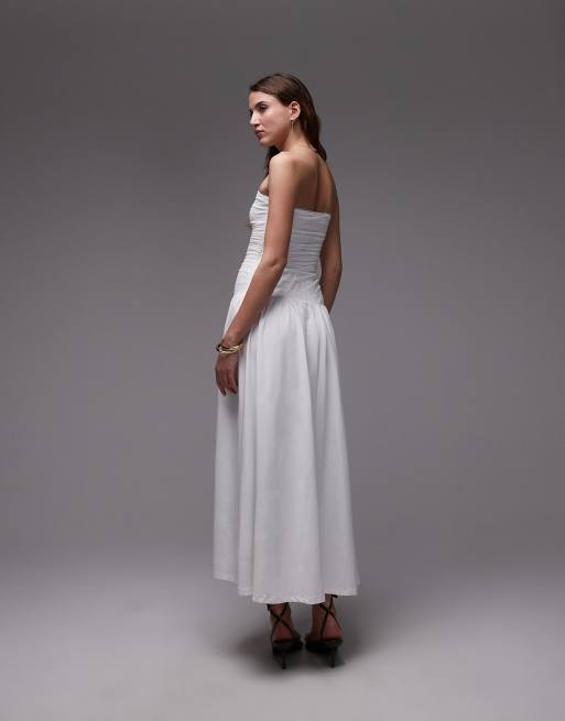 sachin and babi light blue dress BHLDN Strapless Drop-Waist Fit & Flare Jacquard Maxi Dress main image 0