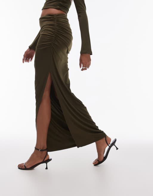 スカート Ribbonbit CARRIE SHEER SKIRT - OLIVE Ribbonbit CARRIE SHEER SKIRT - OLIVE