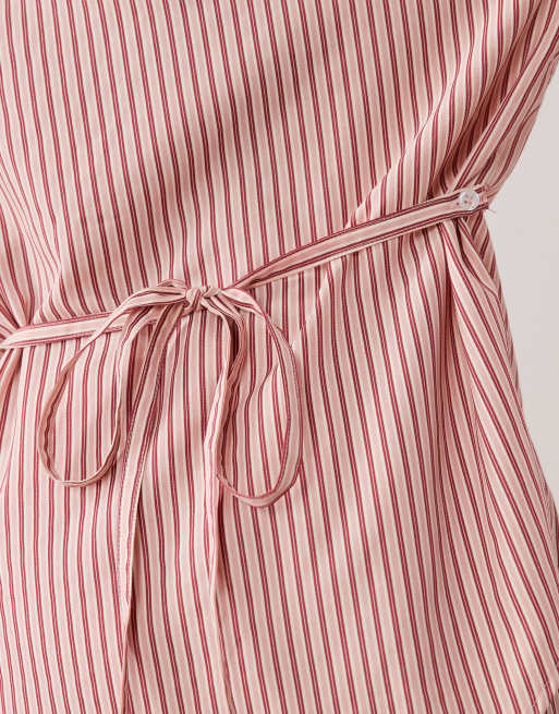 NIA Serrano co-ord long sleeve shirt in red stripe, 3 of 4