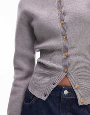 Nia Sophia Button Up Cardigan In Gray