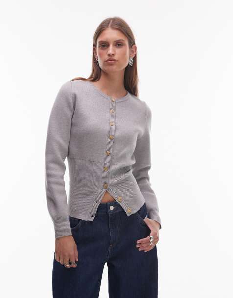NIA Sophia button up cardigan in heather grey - view 1