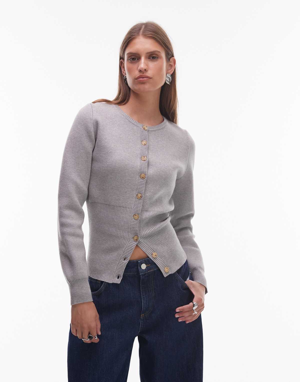 NIA Sophia button up cardigan in heather grey
