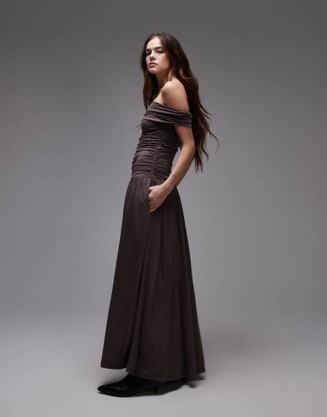Nia tammy slinky bandeau midaxi dress in sable - view 1