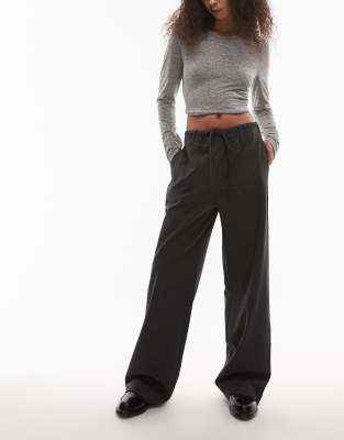 Nia Thalia Pinstriped Relaxed Pants In Black