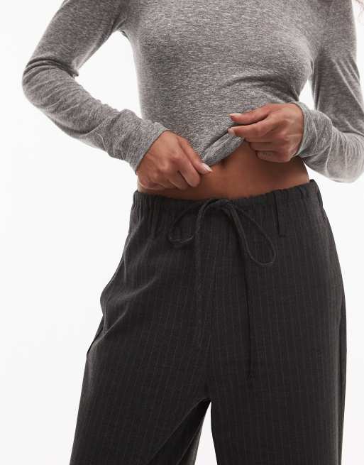NIA Thalia pinstriped relaxed pants in charcoal , 2 of 5
