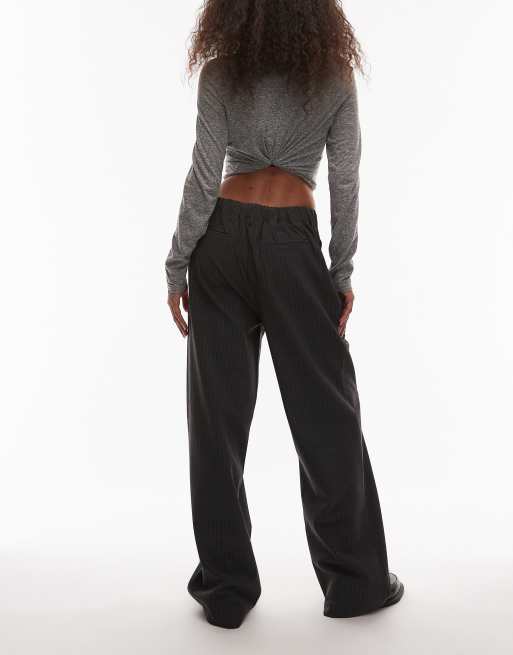NIA Thalia pinstriped relaxed pants in charcoal , 4 of 5
