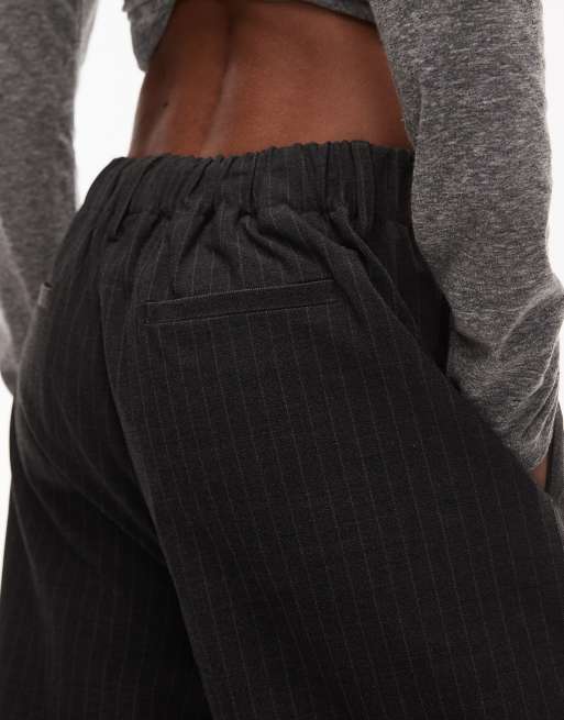 NIA Thalia pinstriped relaxed pants in charcoal , 5 of 5