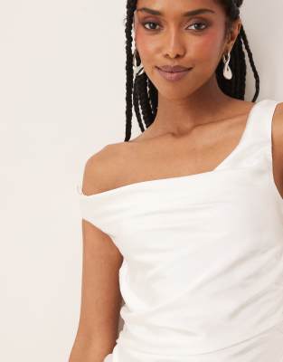 Shop Nia Tori Off-shoulder Satin Midaxi Dress