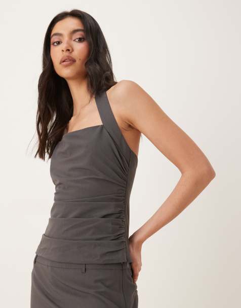 NIA Ventura halter neck top in gray - part of a set - view 1