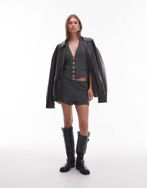 NIA Vivienne boucle button up halter top in black, 3 of 4