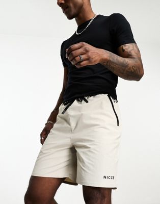 Nicce adra co-ord woven shorts in off whitewith contrast waistband