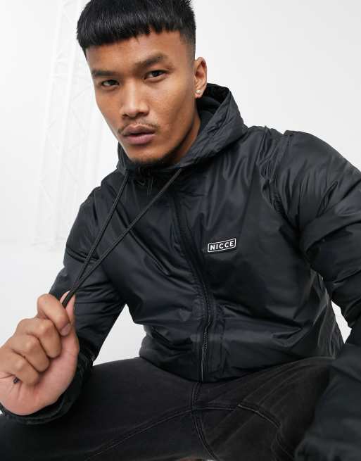 Nicce ascender zip through rain jacket in black