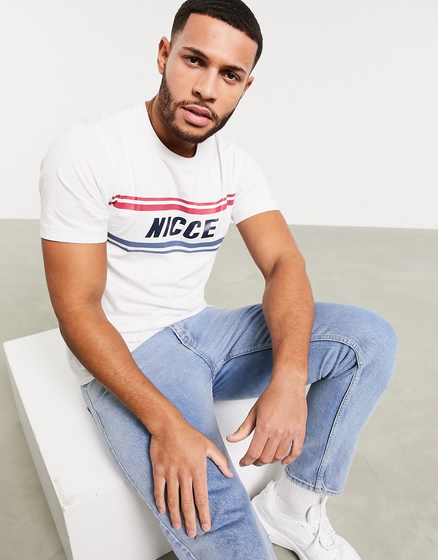 Nicce Border t-shirt with panel logo in white