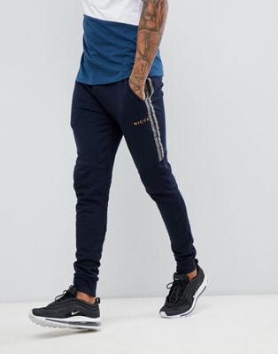 Nicce - Bronco - Skinny joggingbroek met strepen aan de zijkant-Marineblauw