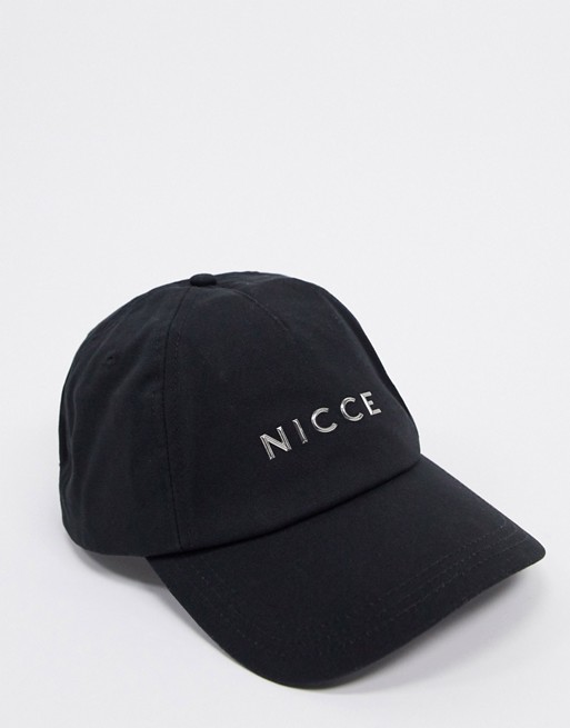 Nicce cap with metallic raised logo in black
