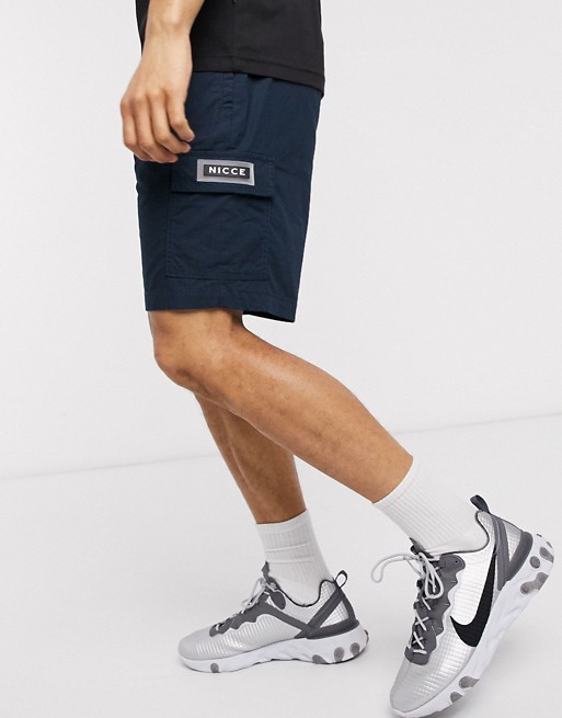 Nicce cape cargo shorts in deep navy