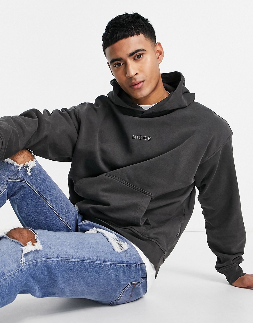 Nicce Capstan Oversized Hoodie In Washed Black
