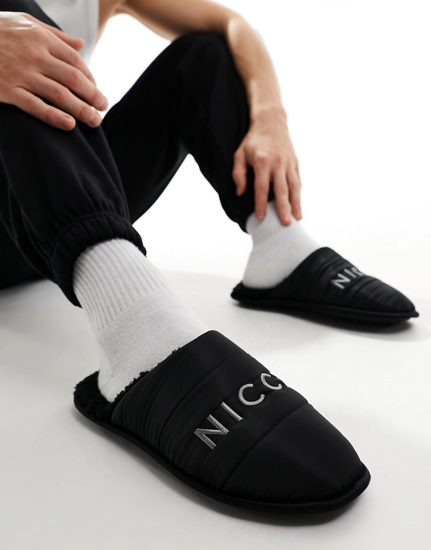 Nicce classic logo slippers in black