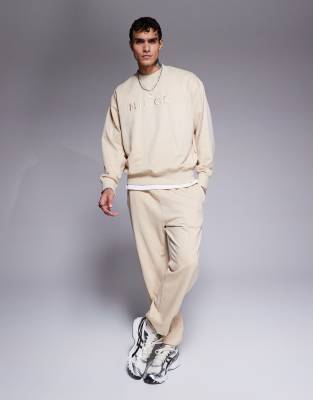 Nicce co-ord washed jogger in beige-Neutral