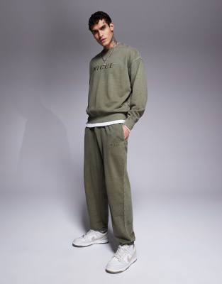 Nicce co-ord washed jogger in khaki-Green