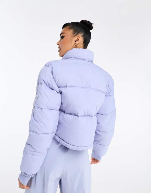 Light blue outlet cropped puffer jacket