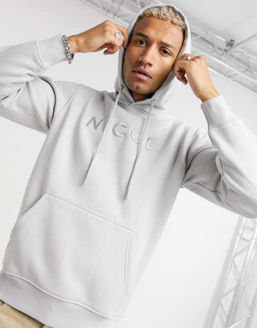 Nicce embroidered logo mercury hoodie in stone grey ASOS