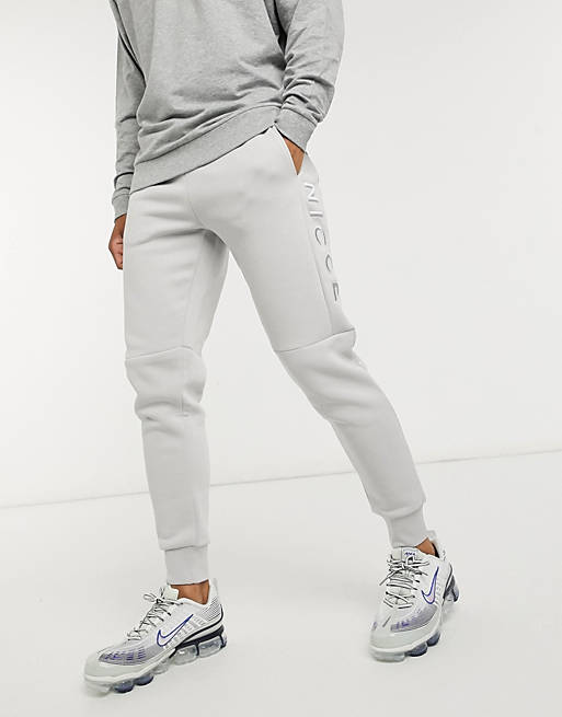 Nicce embroidered logo mercury joggers in stone grey