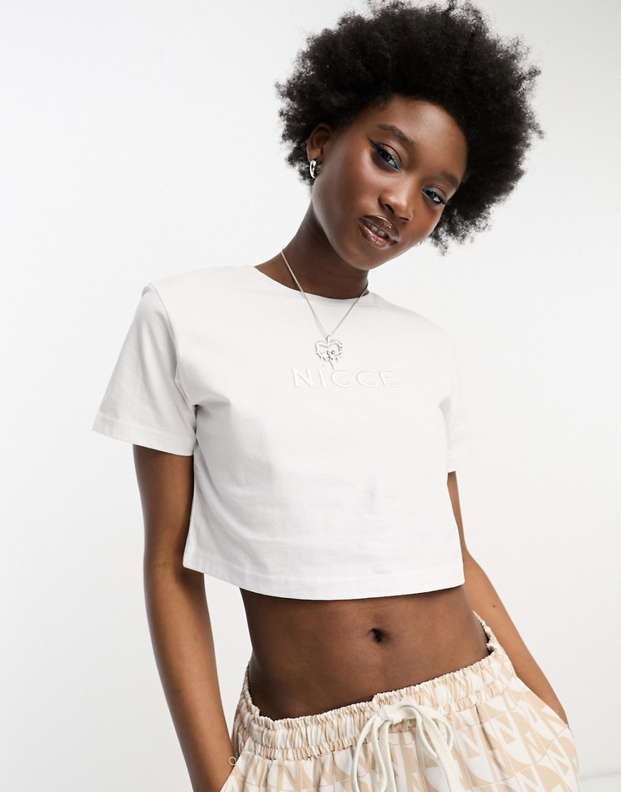 Nicce ersa cropped t-shirt in white