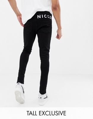 Nicce – Exklusivt för ASOS – Svarta skinny fit jeans med logga