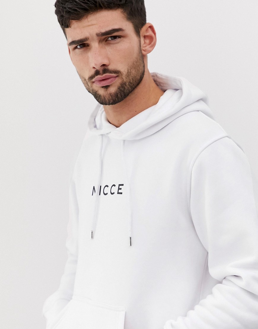 Nicce - Felpa bianca con cappuccio e logo-Bianco