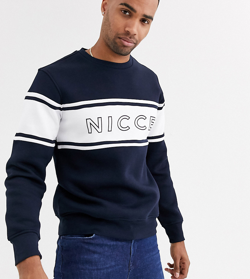 Nicce - Felpa bianca e blu navy con logo a pannello-Bianco