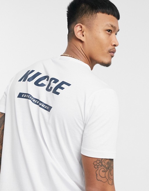 Nicce fleet t-shirt with back print logo in white