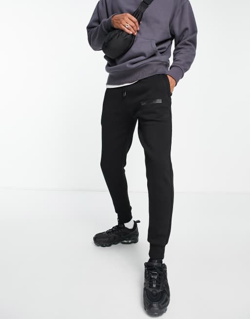 Nicce – Graphene – Jogginghose in Schwarz mit kastenförmigem Logo