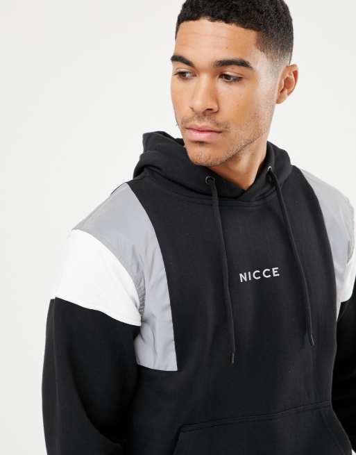 Nicce hoodie in black with reflective panels