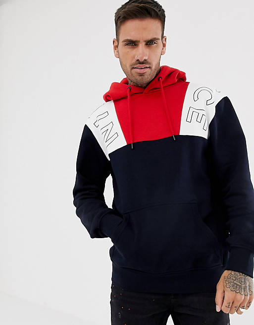 Nicce hoodie in navy color block | ASOS