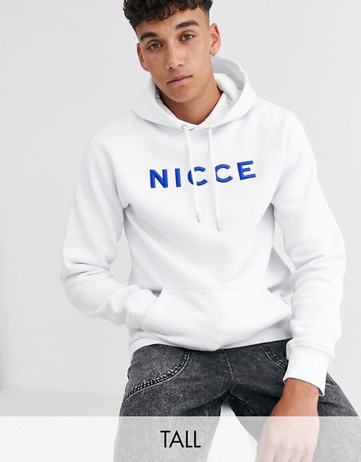 Nicce hoodie in white with blue logo