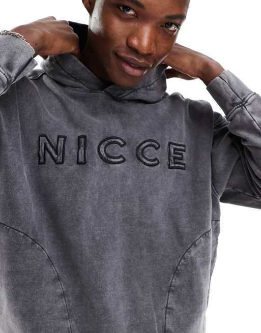 Nicce - Hoodie met logo in grijs met wassing, deel van co-ord set , 3 van 4