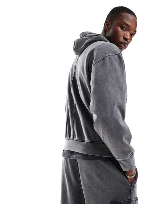 Nicce - Hoodie met logo in grijs met wassing, deel van co-ord set , 4 van 4