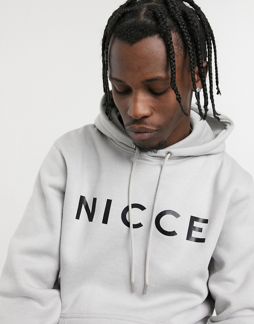 Nicce hoodie with chest logo in gray-Grey