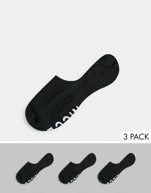 Nicce invisible socks in black 3 pack