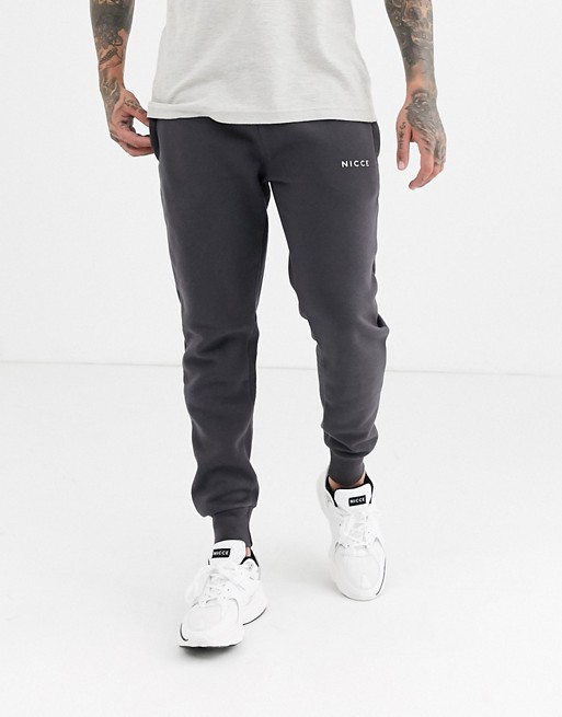 Nicce joggers with logo in charcoal