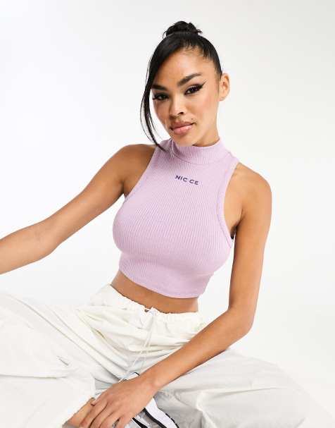 Nicce juno co-ord racer crop top in light pink - view 1
